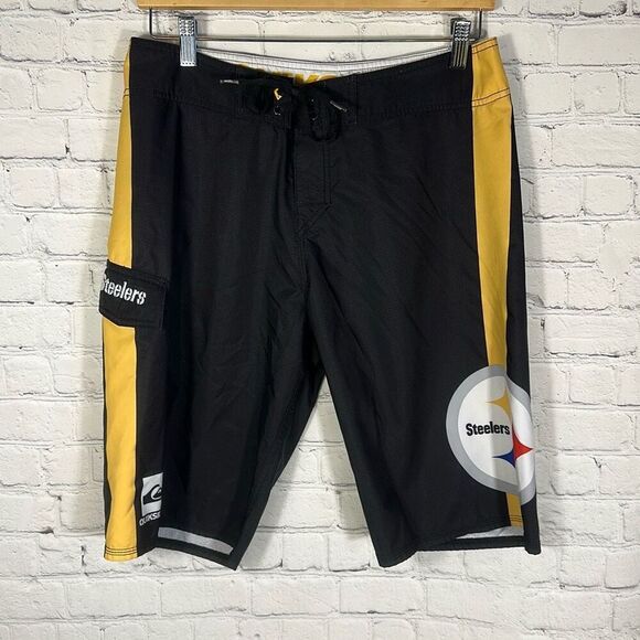 Quiksilver Pittsburgh Steelers Swim Trunks Board Shorts Swimwear size 31 - Picture 1 of 8